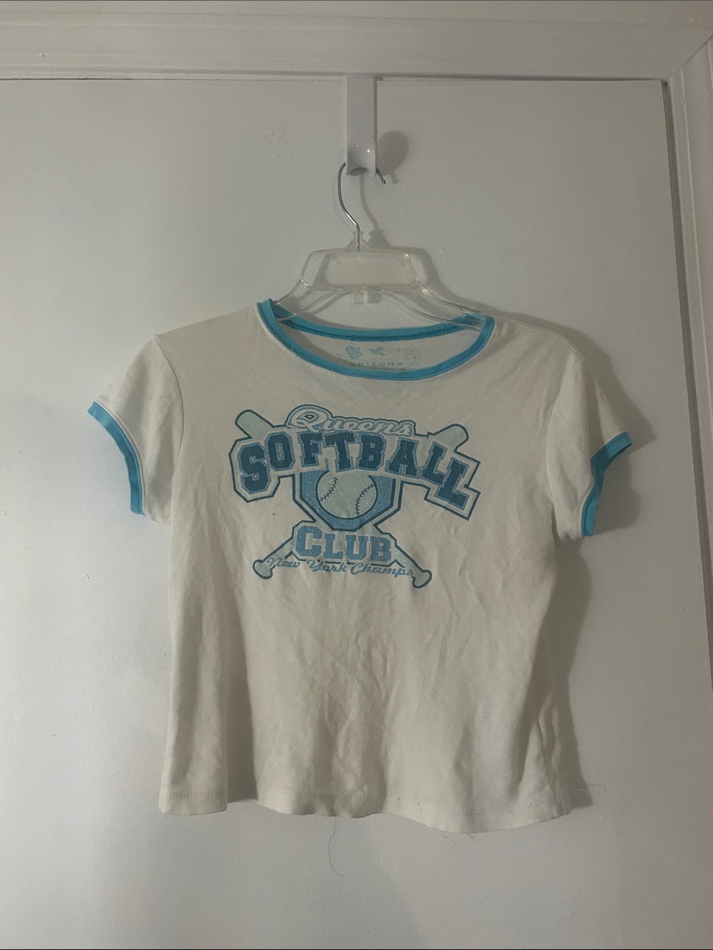 blue & white y2k baseball tee